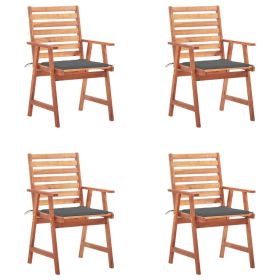 Patio Dining Chairs 4 pcs with Cushions Solid Acacia Wood (Color: Anthracite)