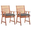 Patio Dining Chairs 2 pcs with Cushions Solid Acacia Wood