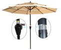 9Ft 3-Tiers Outdoor Patio Umbrella with Crank and tilt and Wind Vents for Garden Deck Backyard Pool Shade Outside Deck Swimming Pool RT