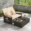 Outdoor Wicker Daybed with Folding Panels and Storage Ottoman