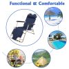 Set of 2 Portable Chaise Lounge Chair 60"L Flat Folding Outdoor Recliner Chair, Dark Blue/Blue