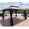 13x10 Outdoor Patio Gazebo Canopy Tent With Ventilated Double Roof And Mosquito net(Detachable Mesh Screen On All Sides),Suitable for Lawn, Garden, Ba