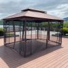 13x10 Outdoor Patio Gazebo Canopy Tent With Ventilated Double Roof And Mosquito net(Detachable Mesh Screen On All Sides),Suitable for Lawn, Garden, Ba