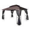 13x10 Outdoor Patio Gazebo Canopy Tent With Ventilated Double Roof And Mosquito net(Detachable Mesh Screen On All Sides),Suitable for Lawn, Garden, Ba