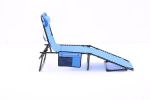 Folding Textilene Waterproof Patio Chaise Lounge Chair,Outdoor Adjustable and Reclining Tanning Chair with Pillow and Side Pocket for Lawn,Beach,Pool,