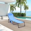 Folding Textilene Waterproof Patio Chaise Lounge Chair,Outdoor Adjustable and Reclining Tanning Chair with Pillow and Side Pocket for Lawn,Beach,Pool,