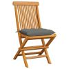 Patio Chairs with Gray Cushions 6 pcs Solid Teak Wood