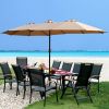 15x9ft Large Double-Sided Rectangular Outdoor Twin Patio Market Umbrella with light and base