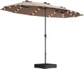 15x9ft Large Double-Sided Rectangular Outdoor Twin Patio Market Umbrella with light and base