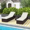 Outdoor PE RattanChaise Lounge with 6-level Backrest