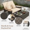 Outdoor Wicker Daybed with Folding Panels and Storage Ottoman