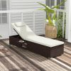 Outdoor PE RattanChaise Lounge with 6-level Backrest