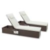 Outdoor PE RattanChaise Lounge with 6-level Backrest