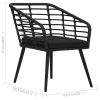 Patio Chairs with Cushions 2 pcs Poly Rattan Black