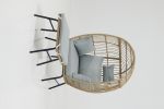 Outdoor Garden Wicker Egg Chair And Footstool Patio Chaise, With Cushions, Outdoor Indoor Basket Chair