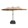 15x9ft Large Double-Sided Rectangular Outdoor Twin Patio Market Umbrella with light and base