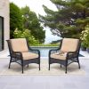 Outdoor Wicker Chair Rattan Patio Dining Chair, PE Wicker Patio Chair with 4inch Seat Cushions, Navy Blue